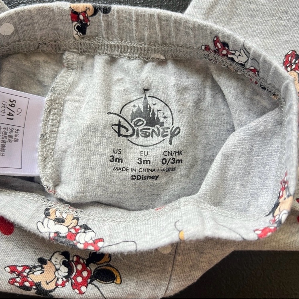 Disney Minnie Mouse Gray Polka Dot Bow Ankle Leggings Baby Size 3 Months - Picture 6 of 6